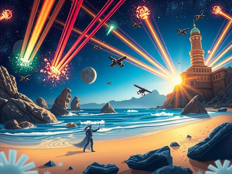 Meteor Battle Goa Official Banner Meteor Battle Goa game banner showing futuristic Goa beach with meteor showers and battle scenes